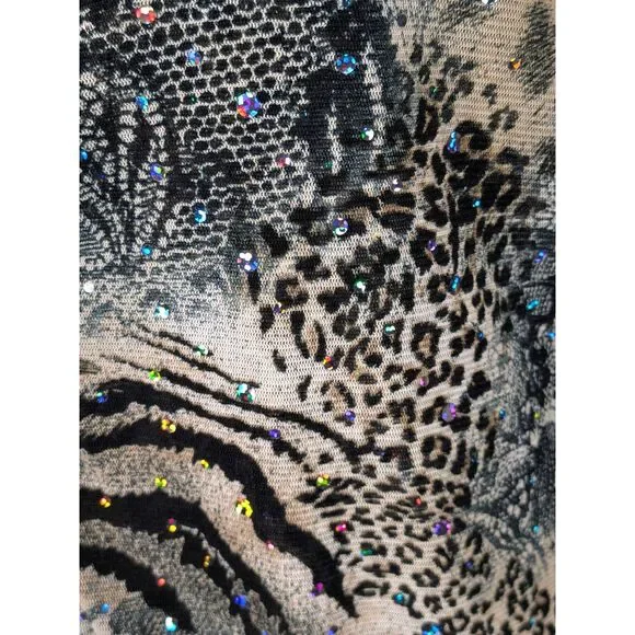 VINTAGE JOSEPH RIBKOFF Sequined Sheer Mesh Jacket & Tank Animal Floral US 10 - Picture 3 of 9